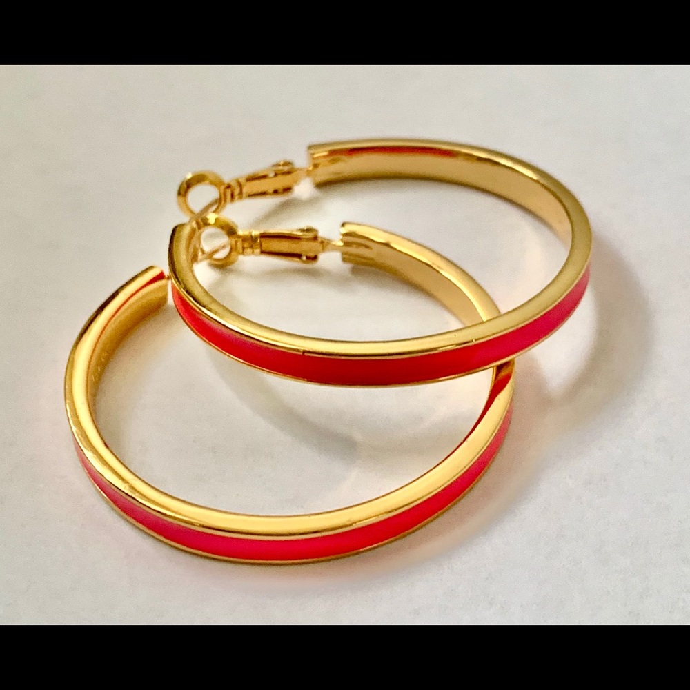 Kate Spade pink hoop earrings 1 1/2” diameter